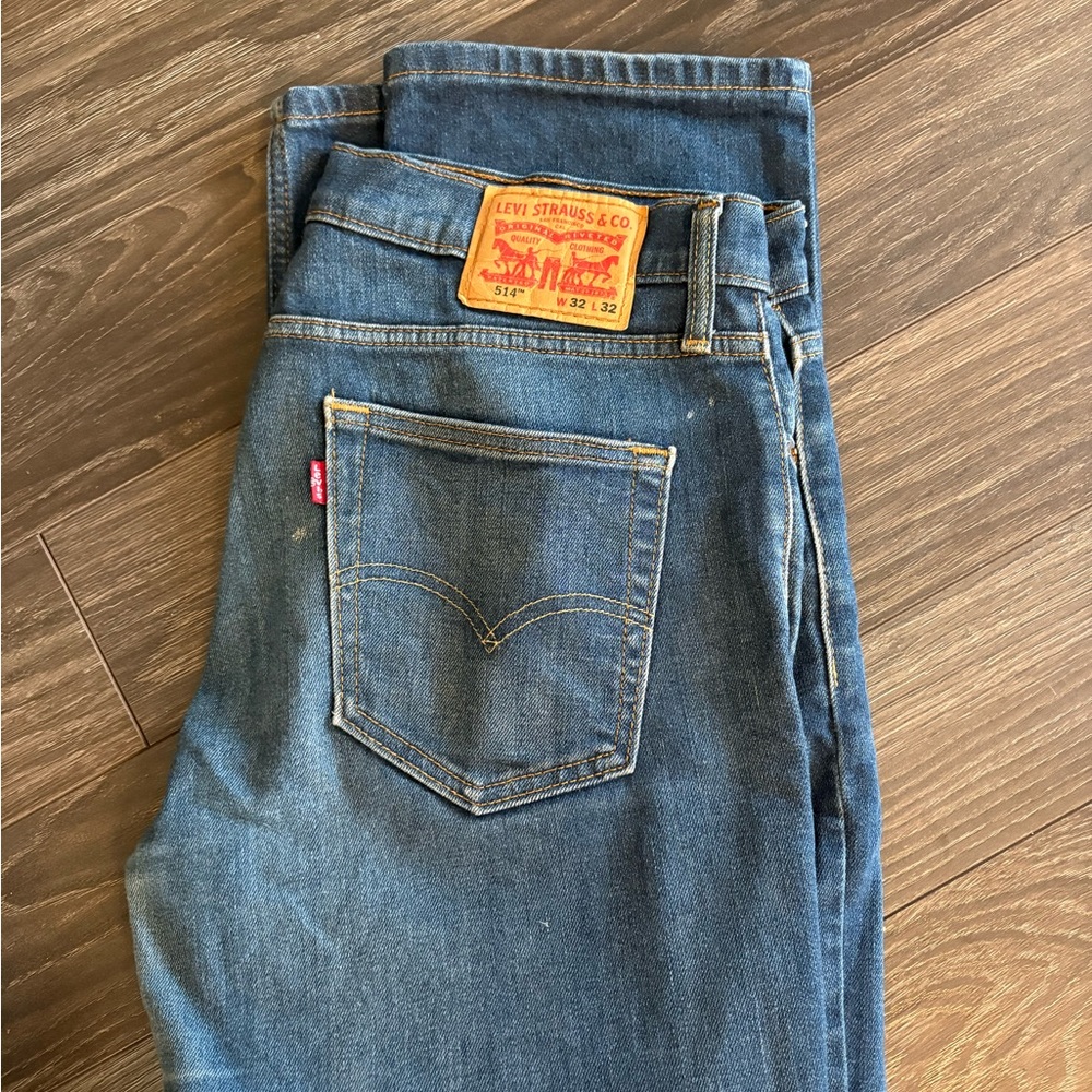 Levi's Men's Dark Blue Straight Jeans with Leather Patch